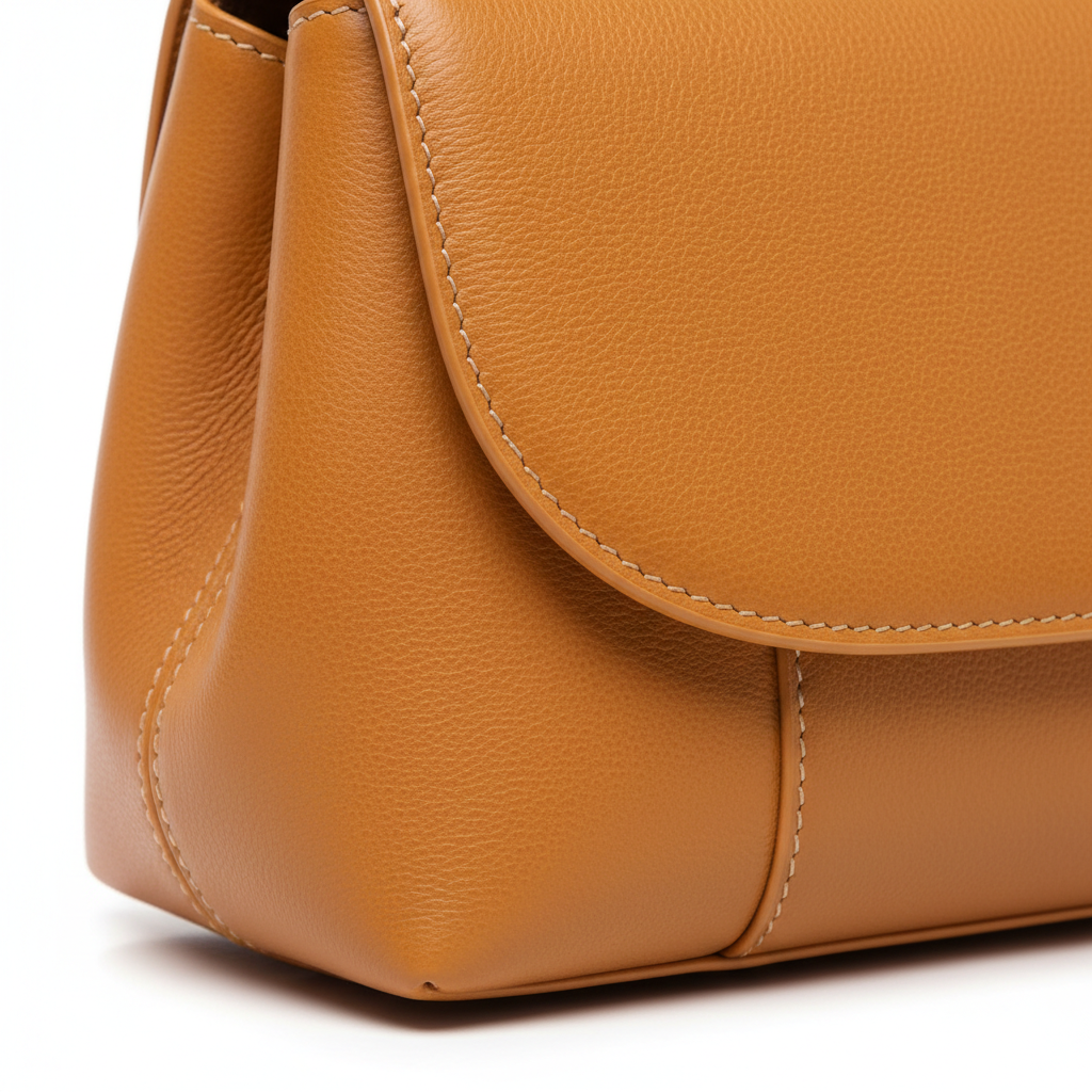 Modern Pouch Bag – Amber Gold – Leather Detail