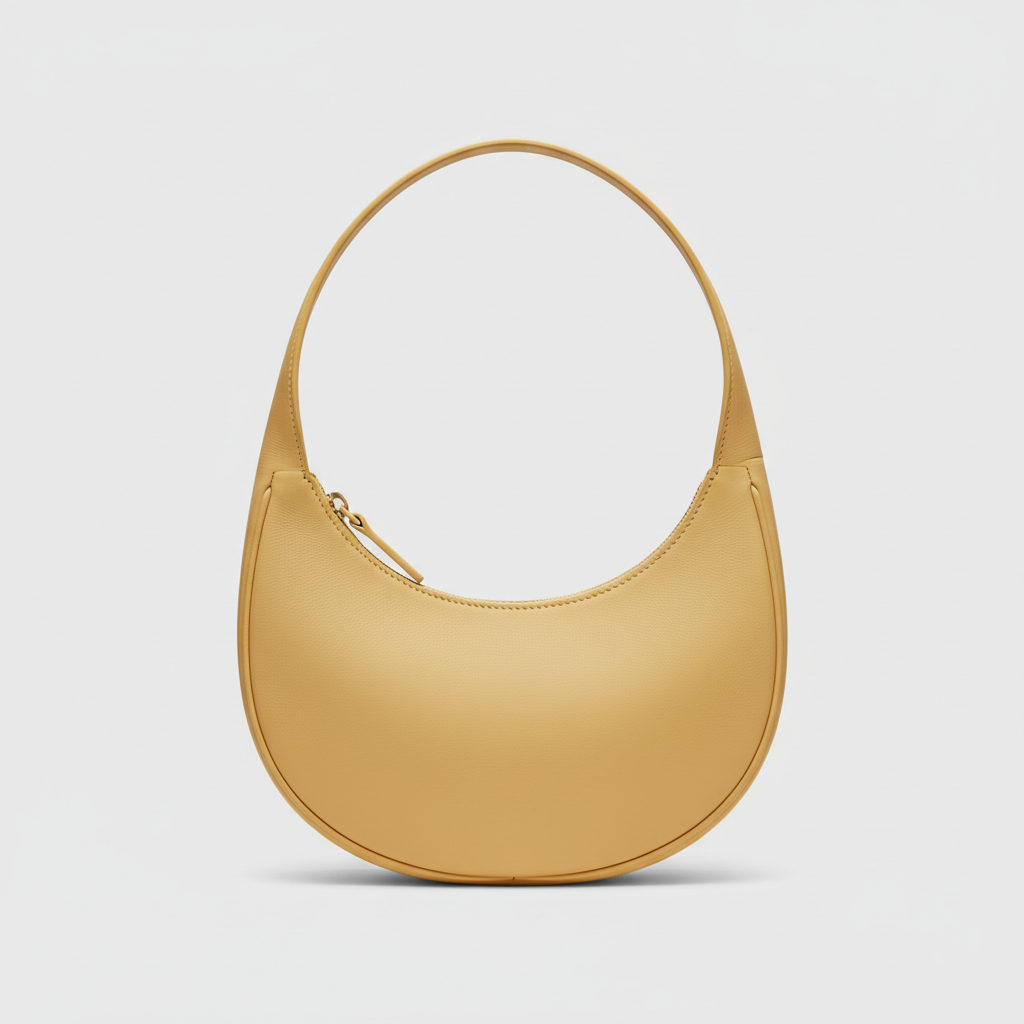 Graceful Gather crescent shoulder bag in Butter Yellow – front view