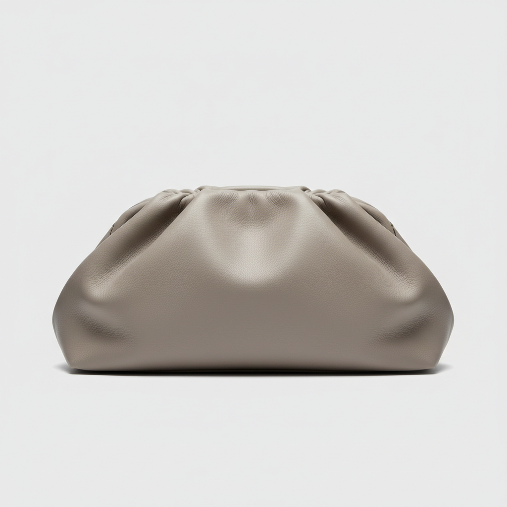 Blossom Pouch gathered leather bag in Stone Grey - hero view