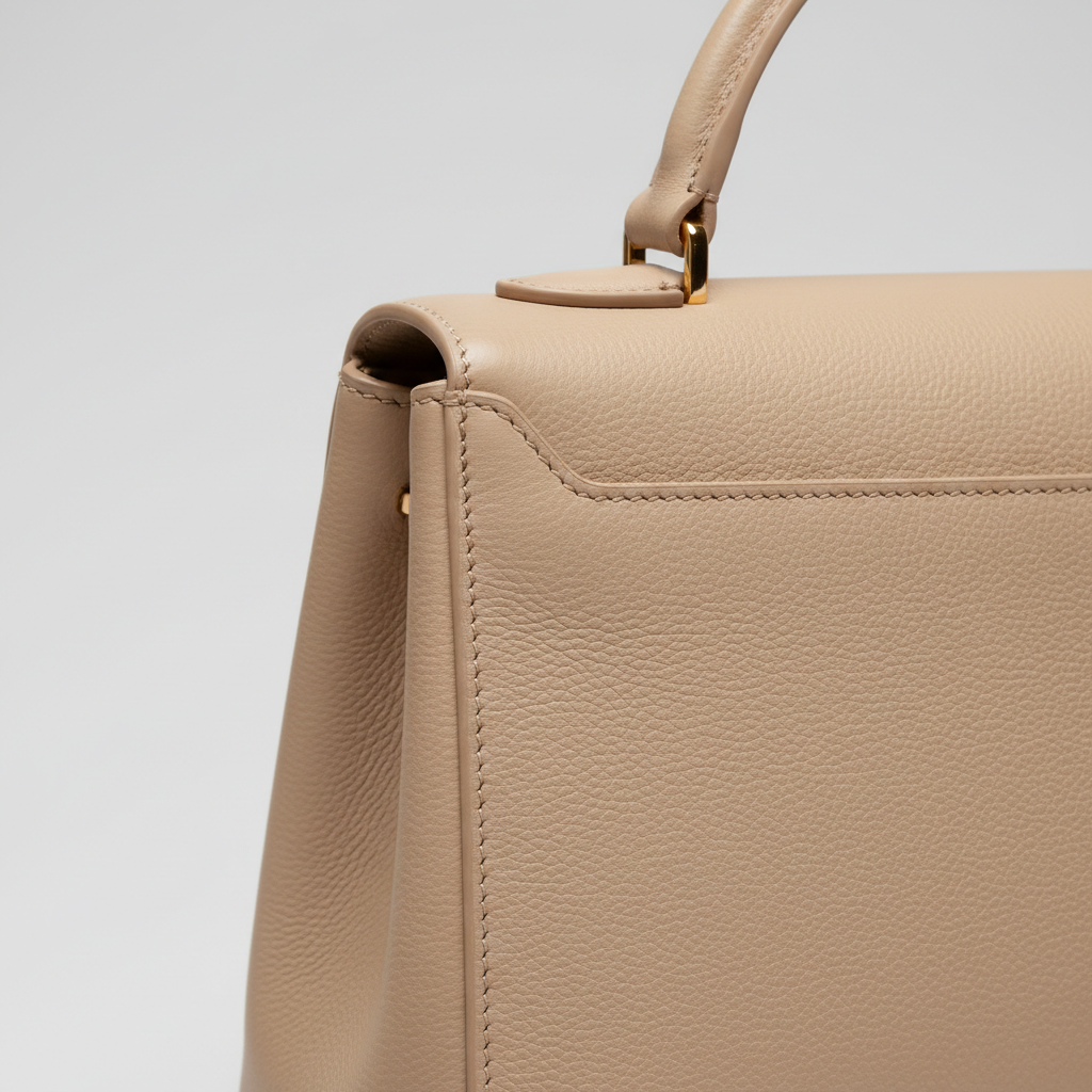 Urban Aura in Pearl Beige – Leather detail close-up