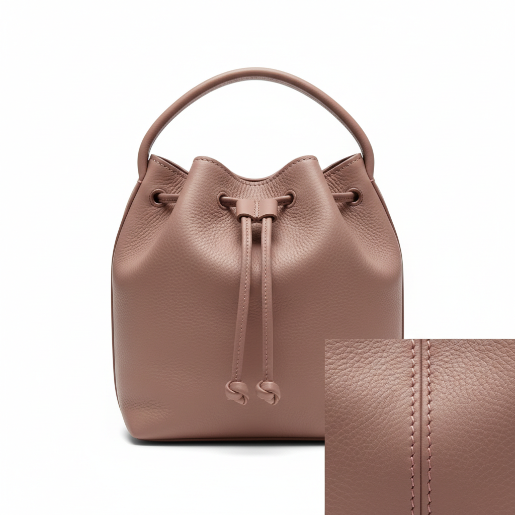 Soft Bucket Bag – Rose Mauve – Leather Detail