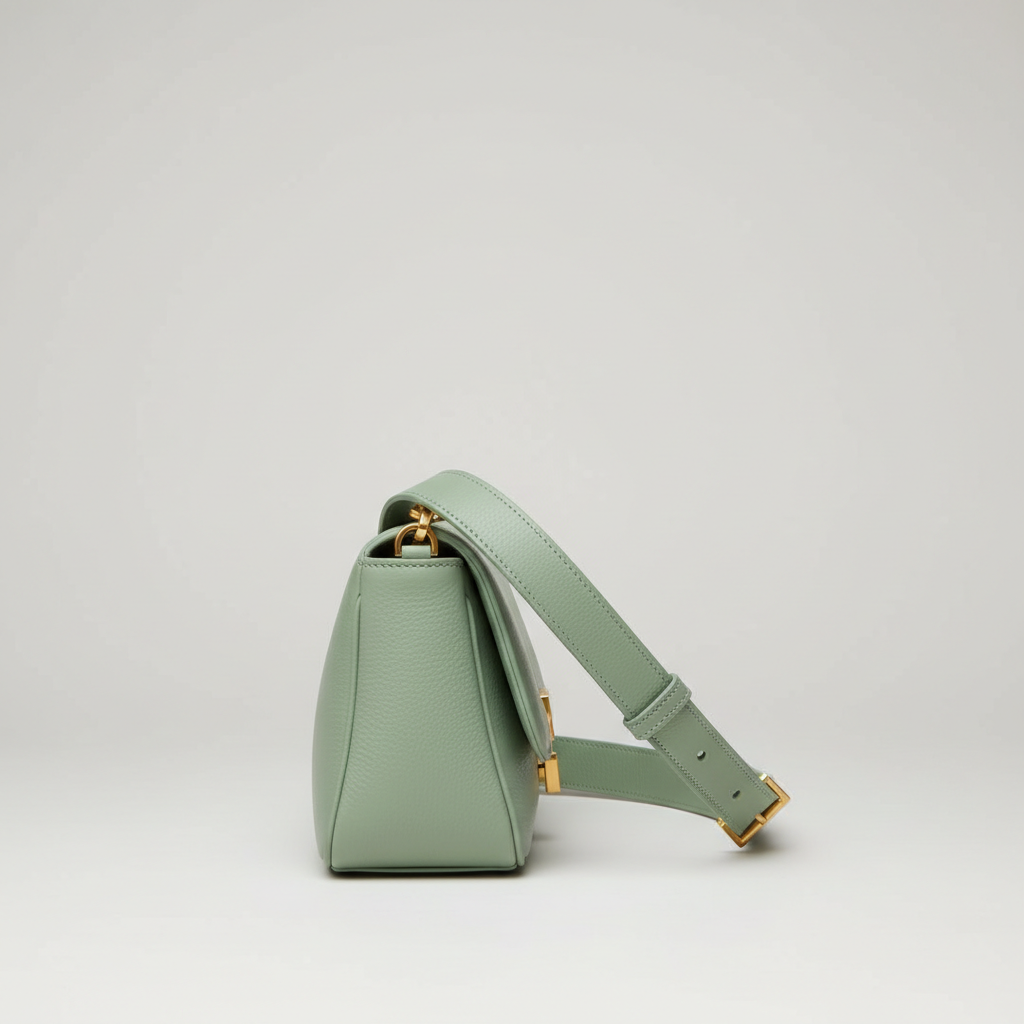 Luxe Harmony luxury shoulder bag in Pistachio Green – side view