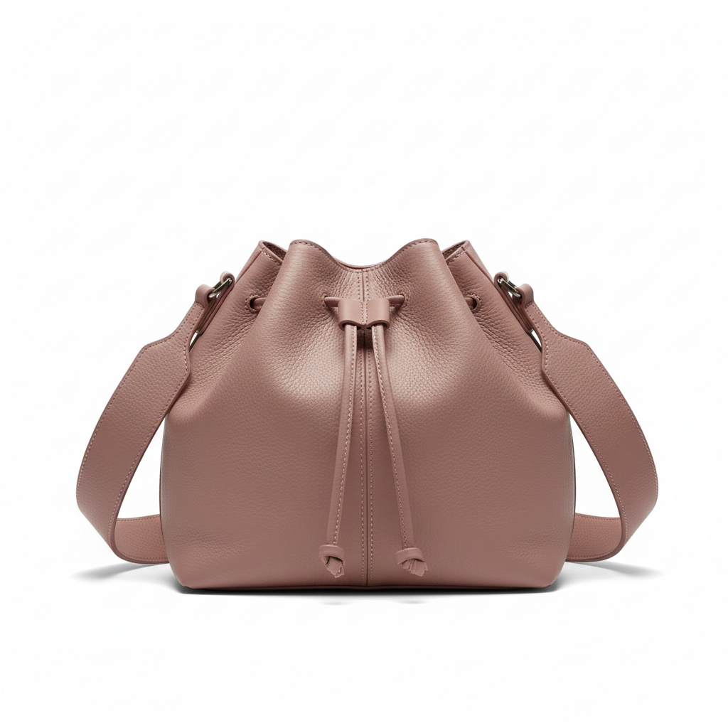 Soft Bucket Bag – Rose Mauve – Side View