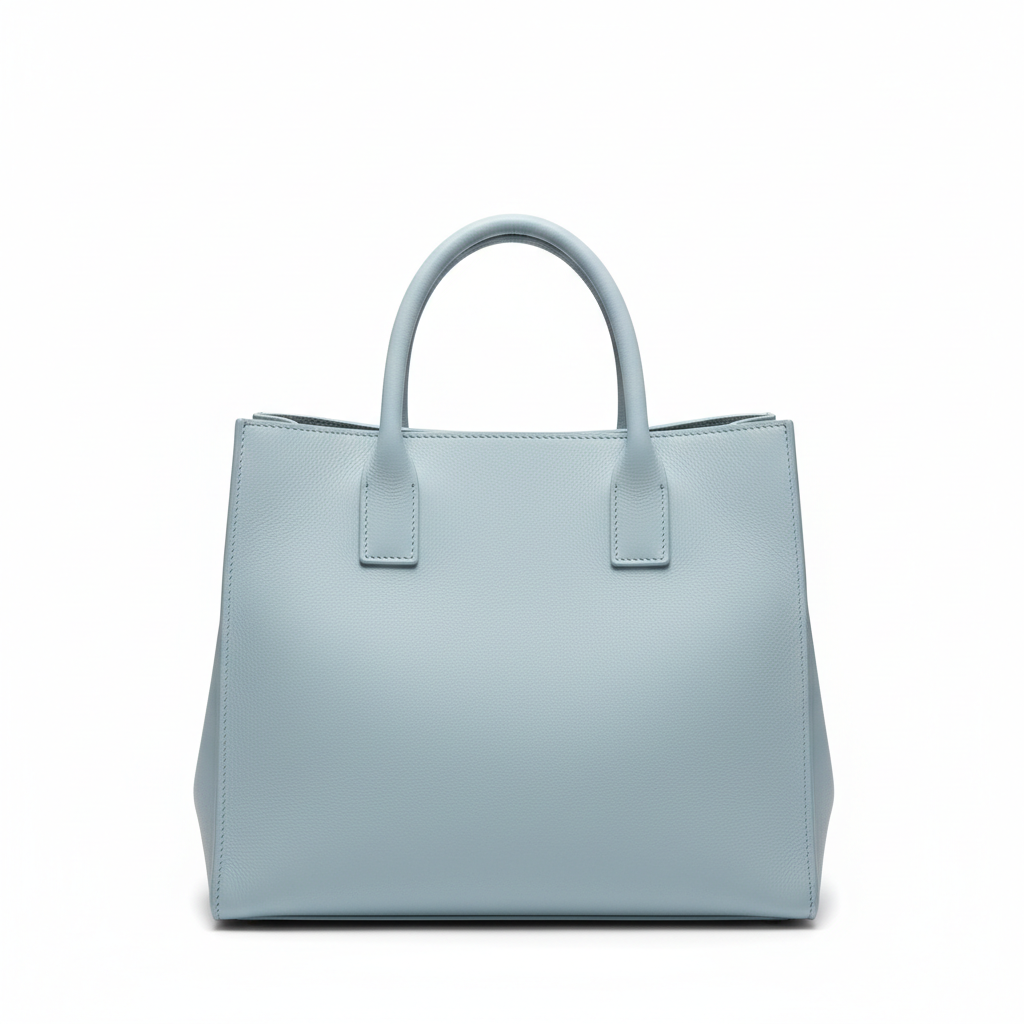 Vintage Leather Tote – Ice Blue – Front View