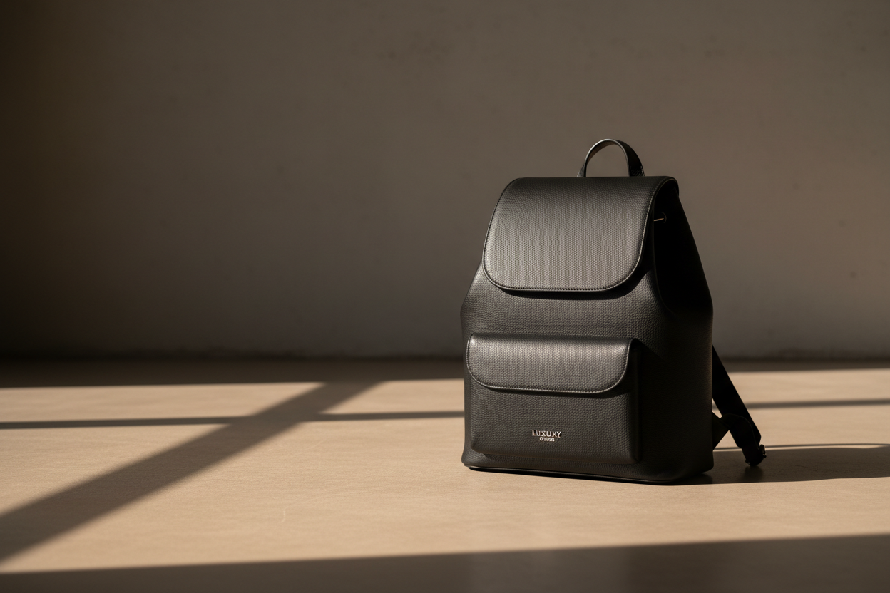 Luxury Black Leather Backpack